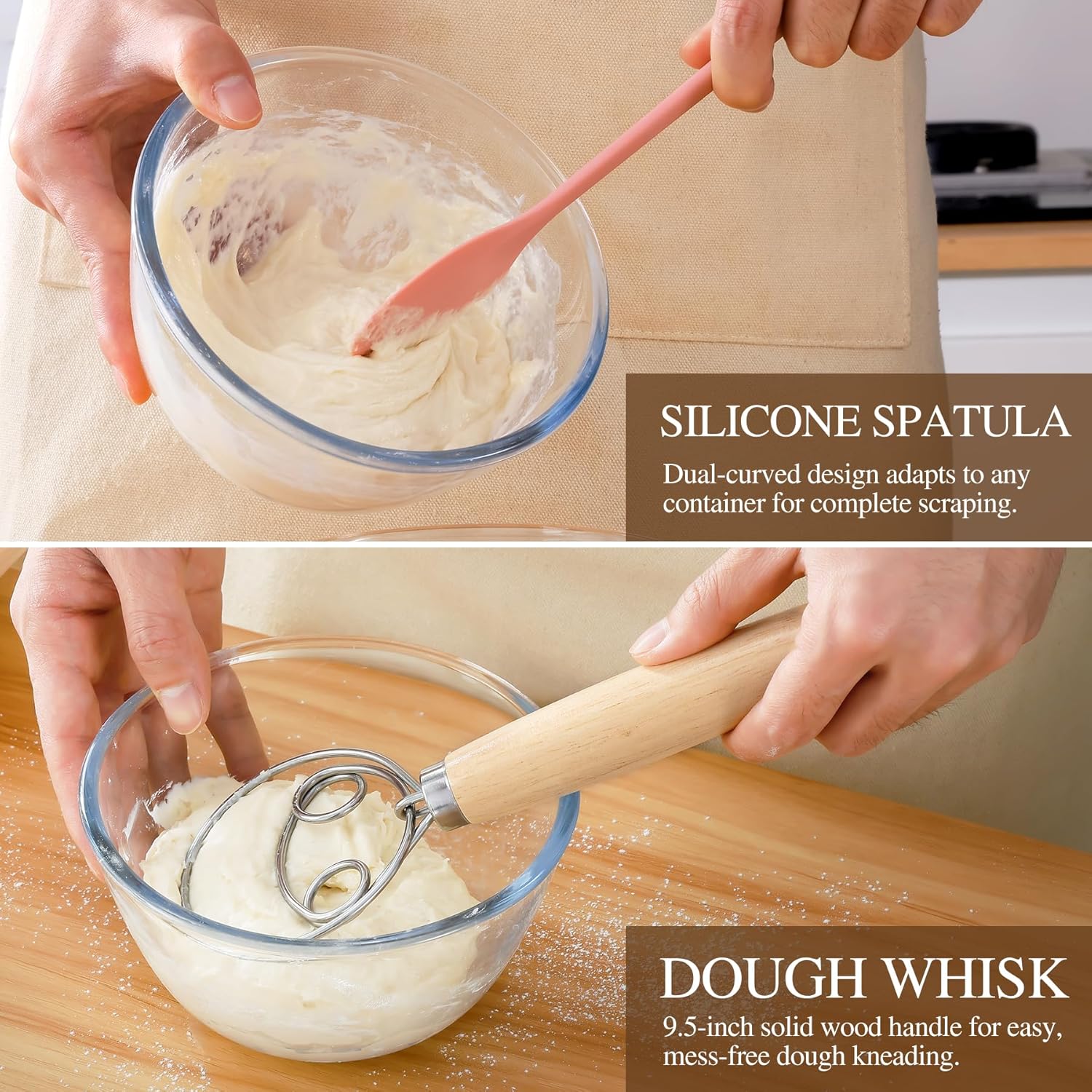 Banneton Bread Proofing Basket Set Sourdough Bread Baking Supplies 9" Round & 10" Oval Banneton Basket and Linen Liners Sourdough Starter Kit with Dough Whisk,Bread Lame,Dough Scraper