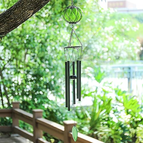 Miniatura 2 de Taman Campanilla de viento para exteriores  Campanillas de viento de vidrio de 35.5 pulgadas para exterior, tono profundo, regalo conmemorativo