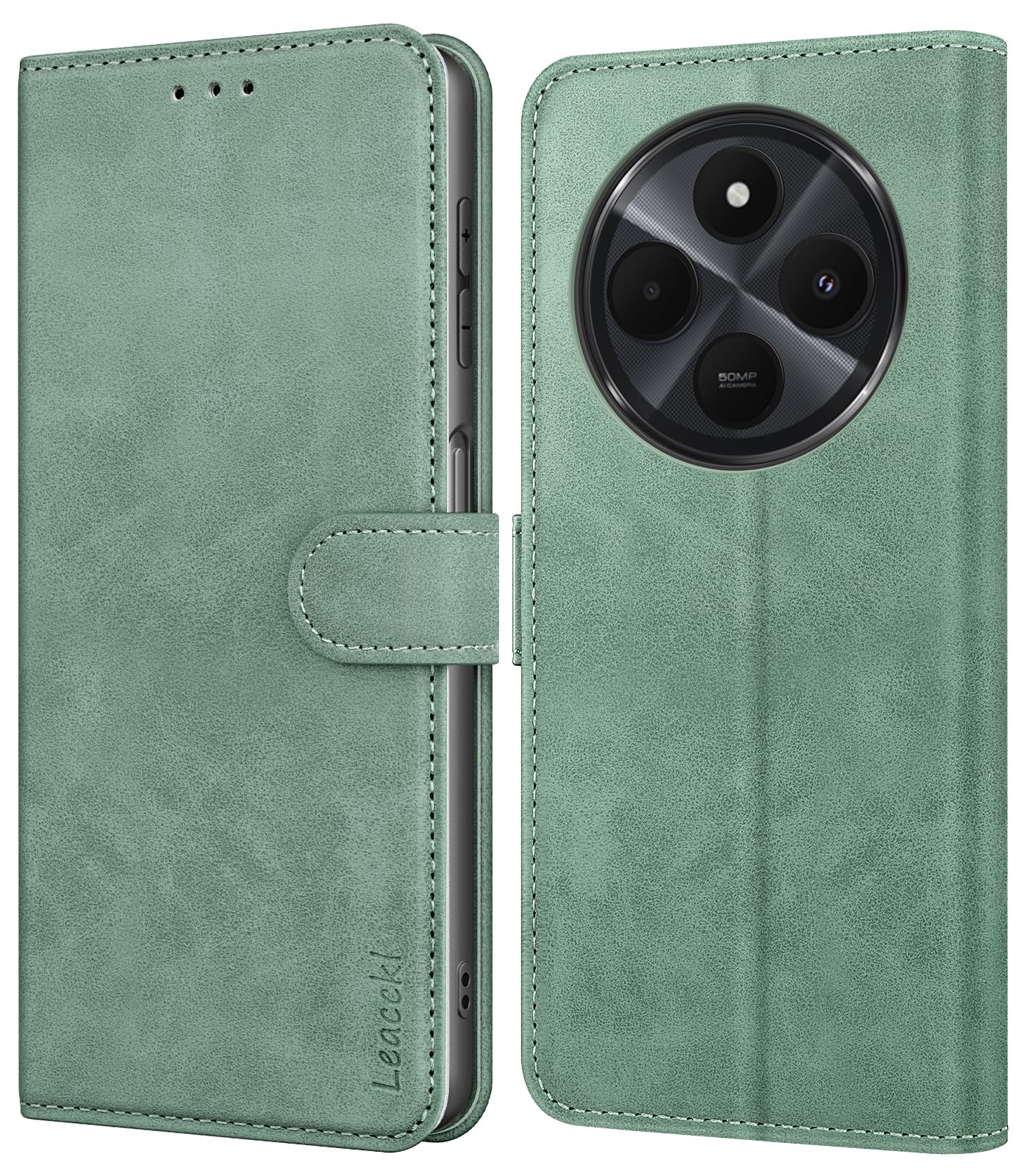 ILING Klapphülle Für Xiaomi Redmi 14C / Poco C75 - PU Leder, Mit Ständer & Kartenfächern - Magnetverschluss (Grün)