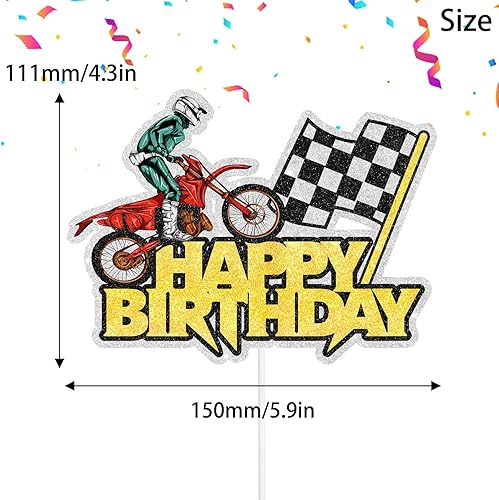 Miniatura 2 de Decoración para tartas de motocross con temática deportiva, decoración de fiesta de cumpleaños para niño de motocross