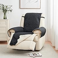 Vista 45 de Great Bay Home Funda reversible de patchwork para silla reclinable - Protector de muebles lavable con correas elásticas - Funda para sofá