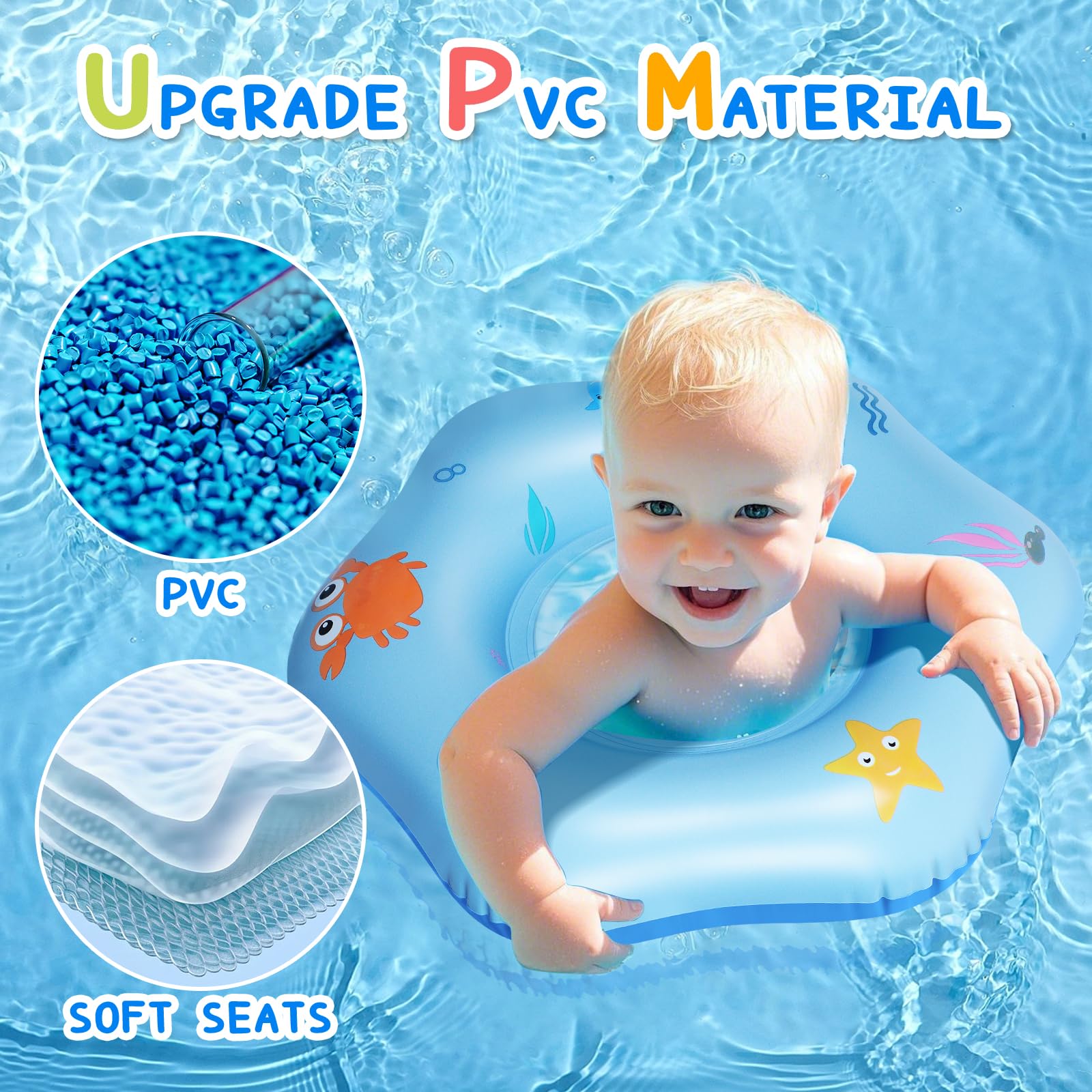 Salvagente per Bambini Gonfiabile con Sedile Materiale in PVC Salvagente per neonato da 12 Mesi a 36 Mesi Ottimo per Seggiolino per Bagnetto, Piscina