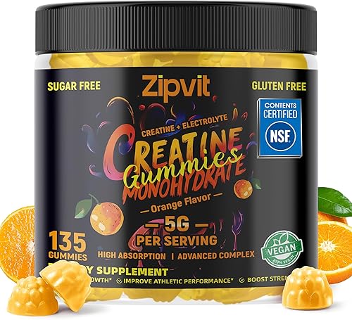 zipvit Gomitas de monohidrato de creatina (0.18 onzas), energía previa al entrenamiento y apoyo al crecimiento muscular para hombres y mujeres