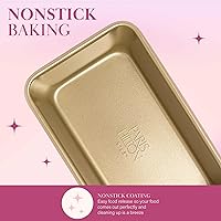 Vista 3 de Paris Hilton Nonstick Carbon Steel Bakeware Collection, 9-Inch x 5-Inch Loaf Pan, Dishwasher Safe, Made without PFOA and PFAS, Pink Champagne