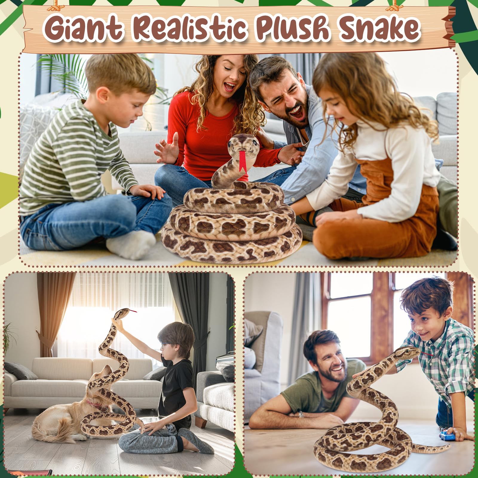 Amazon.com: Hozzi Giant Boa Constrictor Large Stuffed Animal Snake