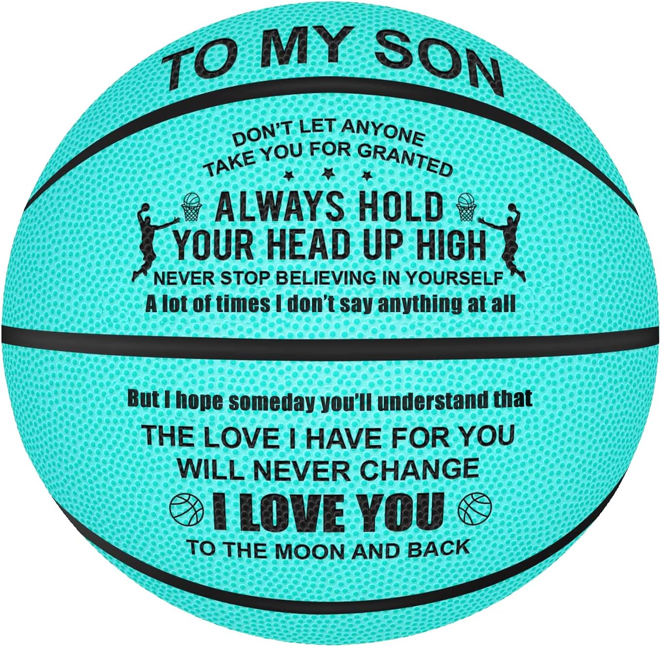 Custom Blue Basketball to My Son Engraved I Love You to The Moon and Back