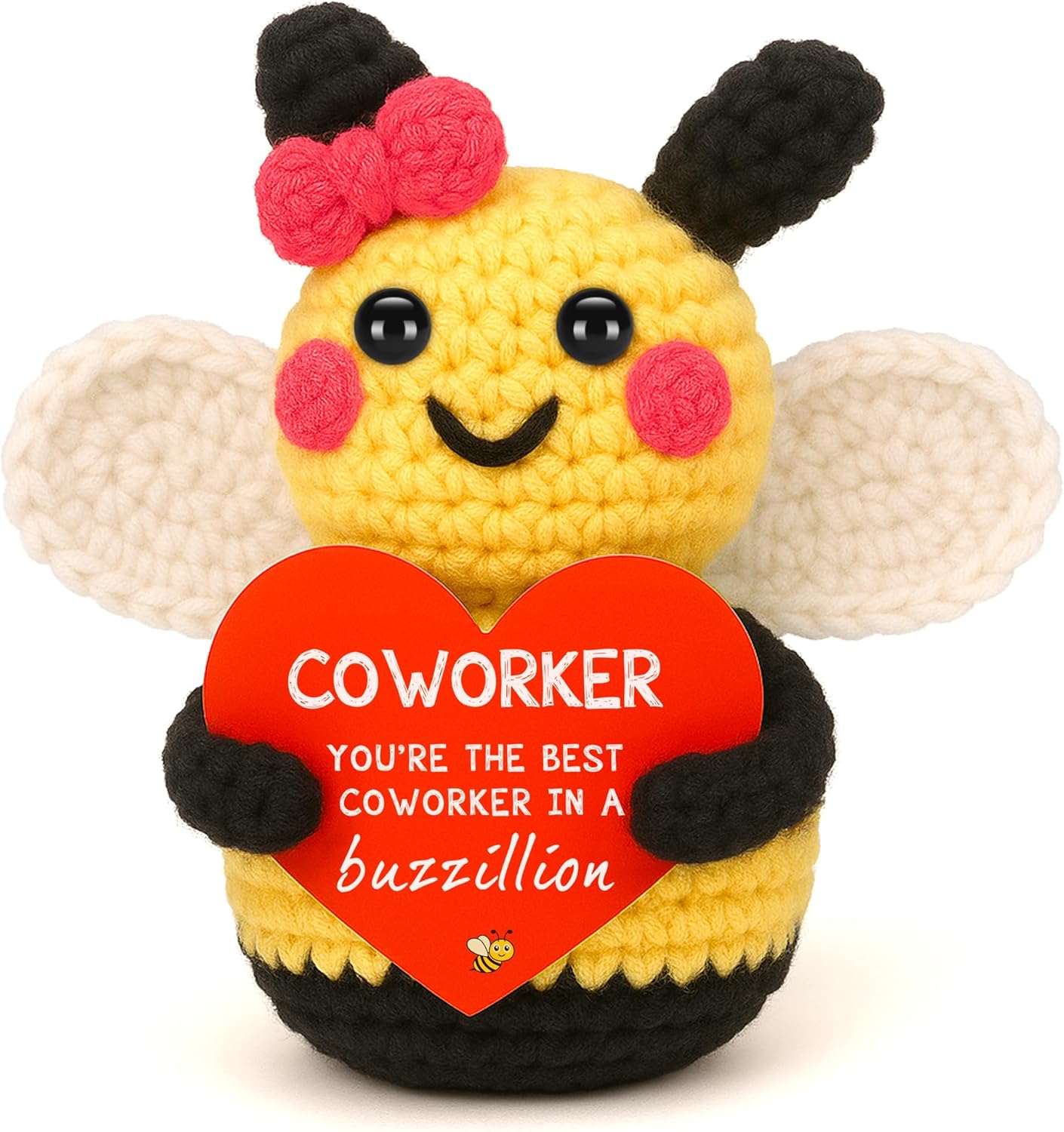 Funny Coworker Gifts, Appreciation Employee Coworker Valentines Day Boss Lady Work Bestie Friends Female, Positive Crochet Animals Handmade Bee Gift Office Decor Cute Easter Basket Stuffer for Women