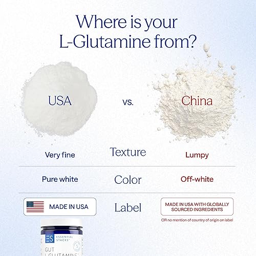 Miniatura 5 de Essential Stacks Polvo de L-glutamina intestinal - Sin gluten lácteos ni soja fabricado en Estados Unidos - Polvo de glutamina L puro para la salud