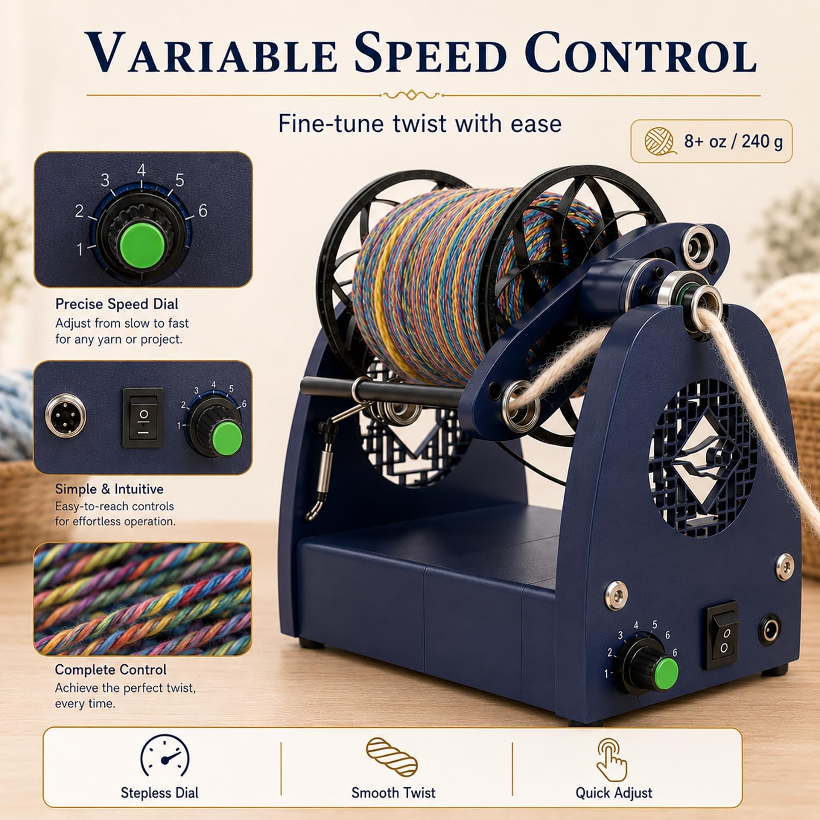 Filatoio Elettrico, Filatrice con Pedale e 3 Bobine