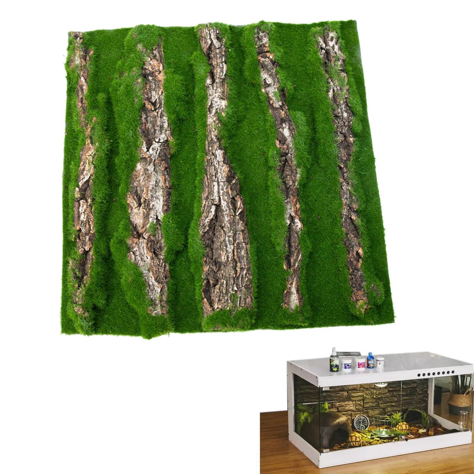 Reptilien Kork Terrarium Rückwand Künstliches Moos | Terrariendekoration Reptilien-Terrarium-Dekoration Schildkröten-Habitat-Zubehör Für Aquarium Pflanzenraum Terrarien Geckos