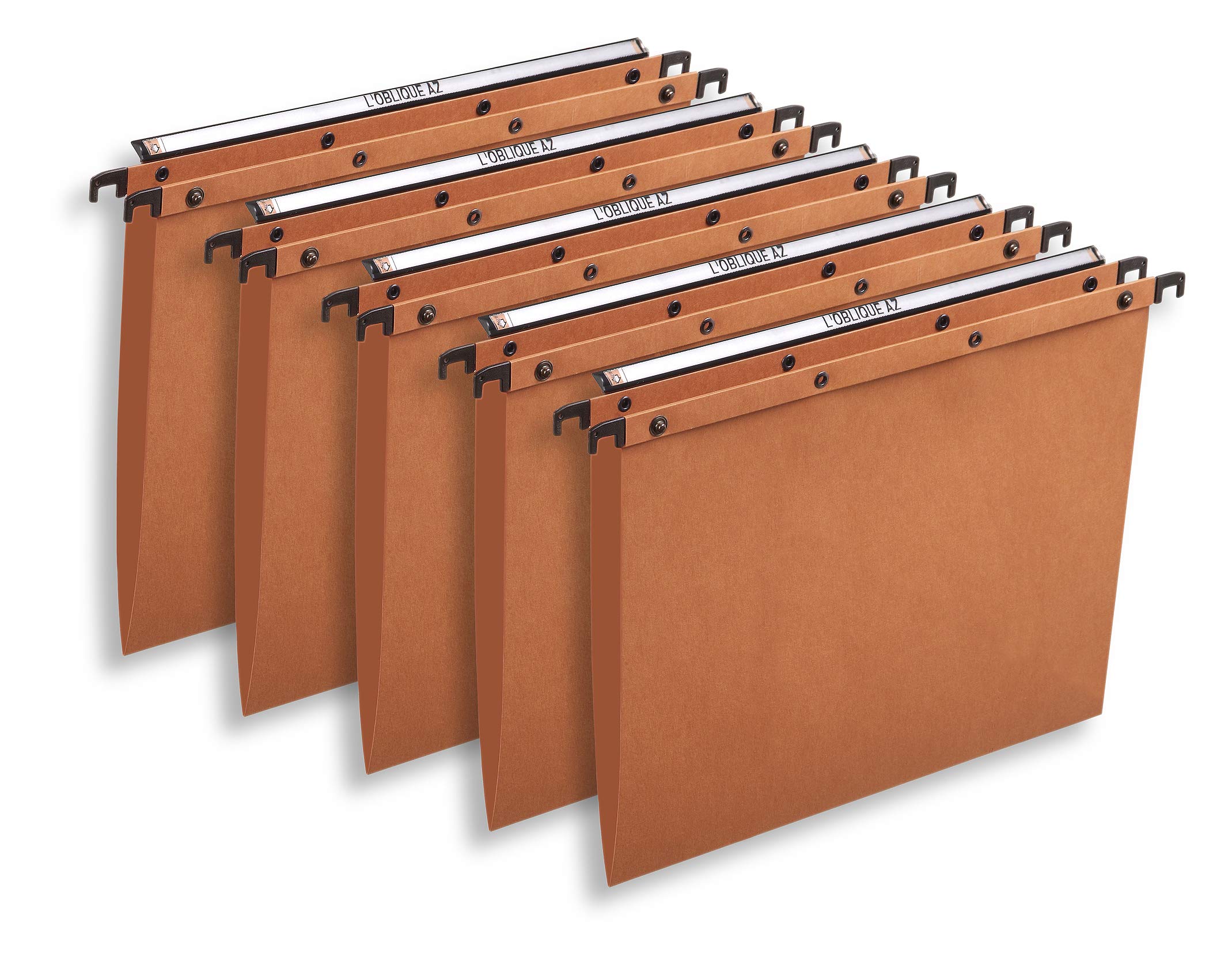 L'Oblique AZ AZO Suspensions Files for Filing Cabinet V-Base Pack of 10 Kraft Paper Orange