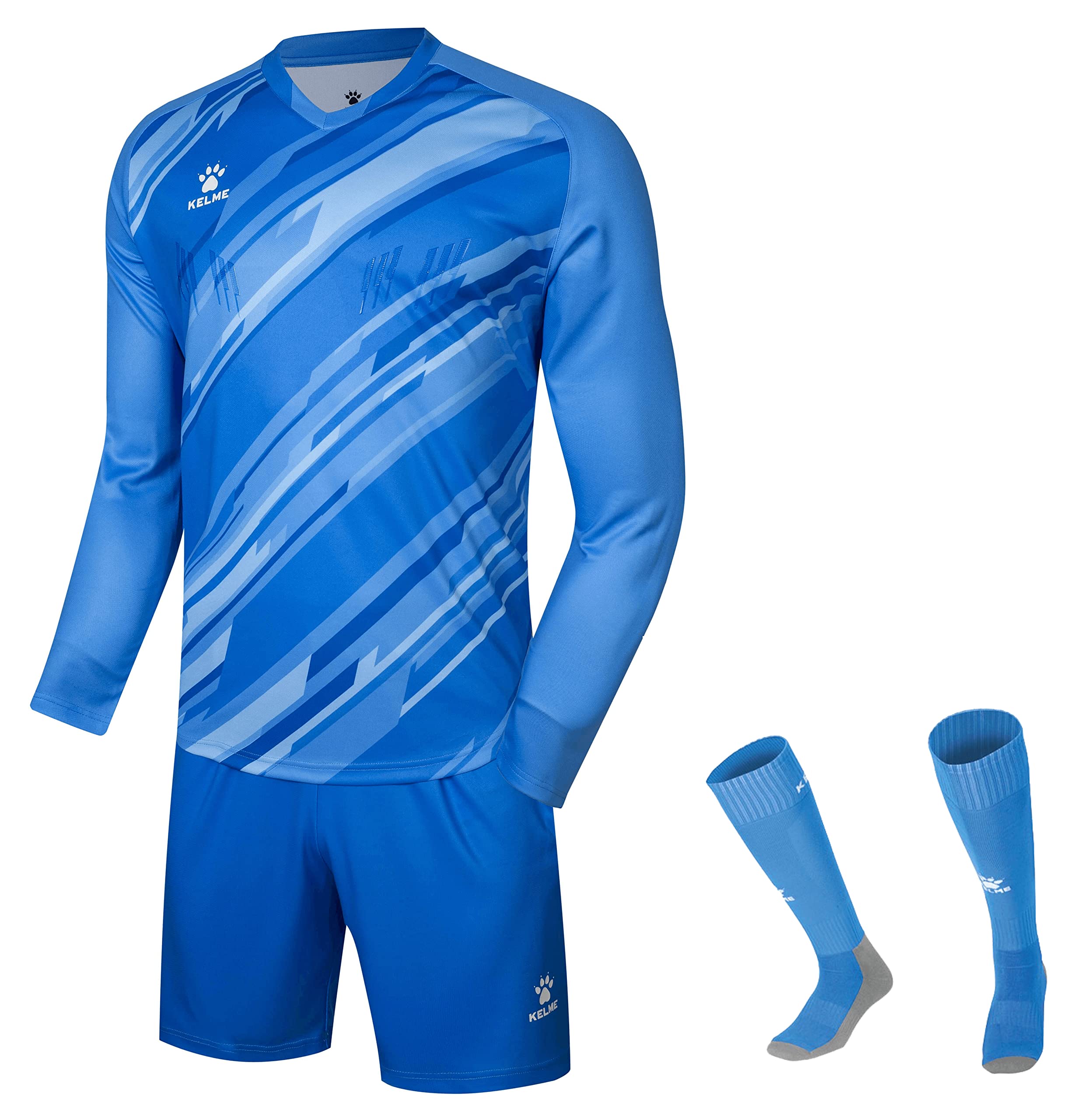 KELME Soccer Goalkeeper Jersey Pro Set Uniform - Padded Goalkeeper Shirt Shorts Socks - Men's Goalie Jersey Adults Kids