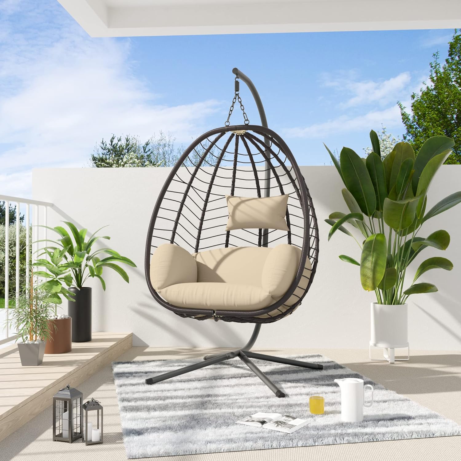 ALAULM Egg Swing Chair Outdoor Indoor Wicker Rattan Egypt Ubuy