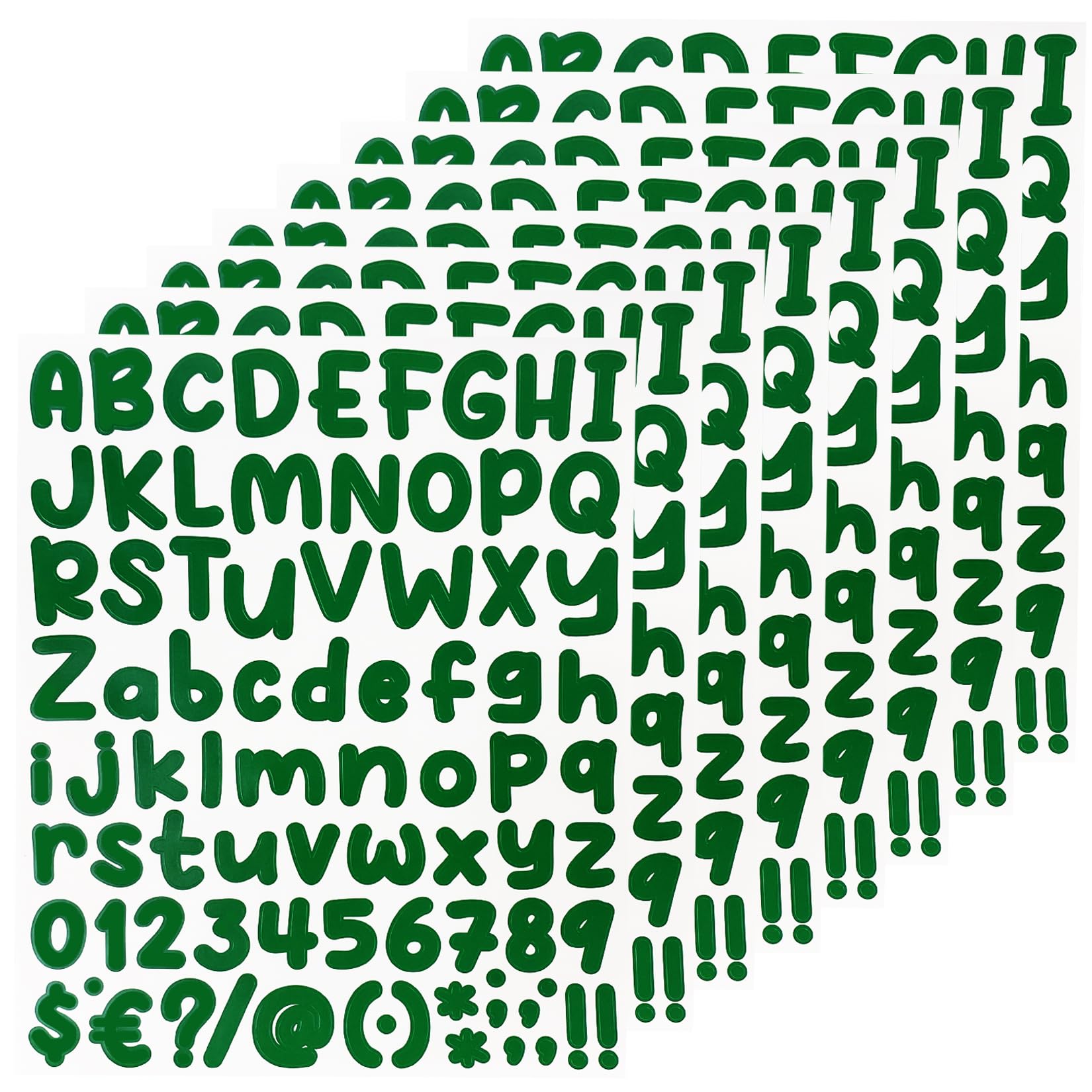 648 Pieces Small Cute Letter Stickers, Self Adhesive Alphabet Number Sticker for Scrapbook,Notebook,Name,DIY & Craft - Green
