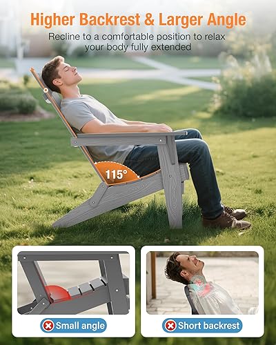 Miniatura 3 de YEFU Silla Adirondack plegable y moderna de plástico, 1s ampliaralmacenar actualización desbloqueada, resistente a la intemperie, sillas de madera