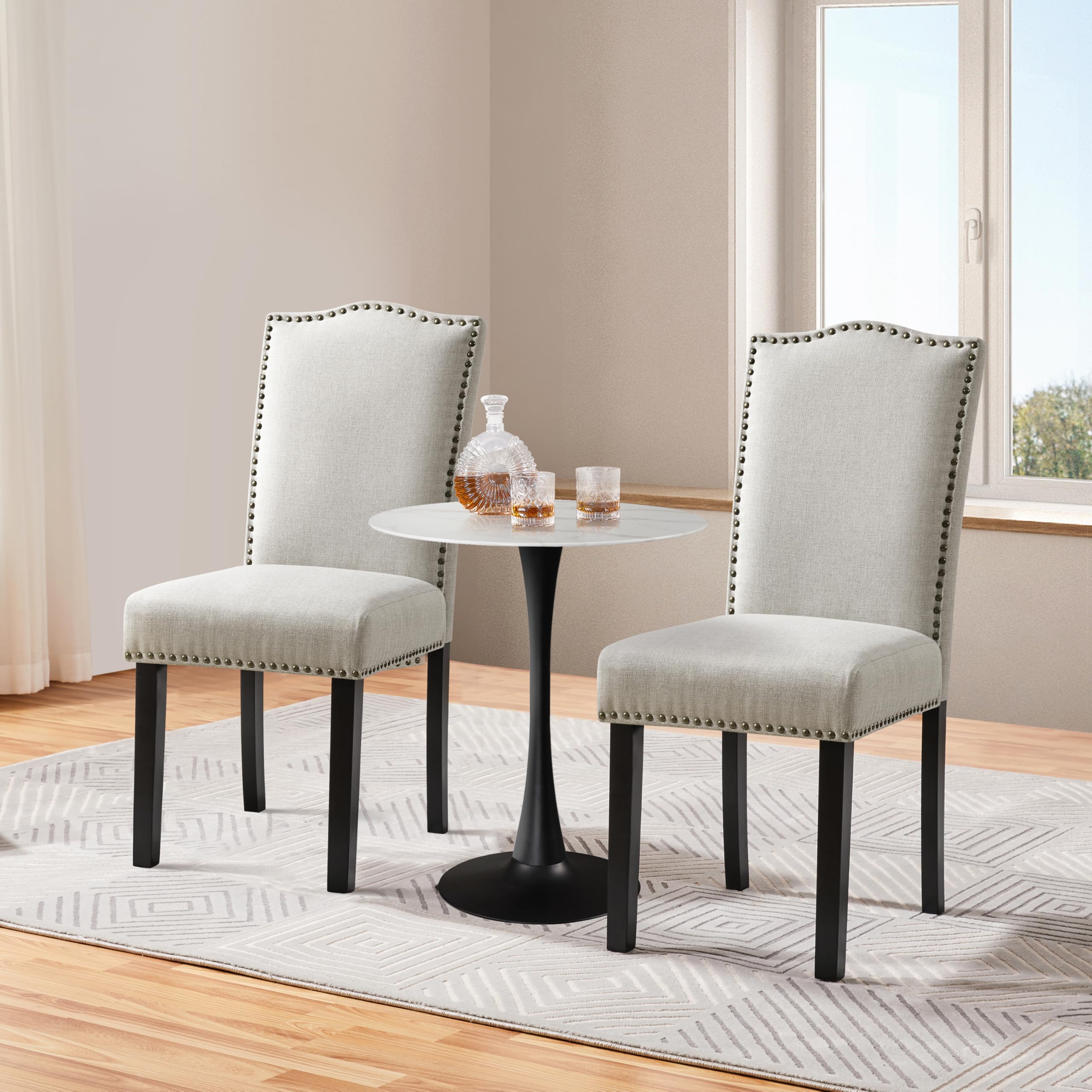 Yaheetech Set 4 Sedie Pranzo Imbottite Tessuto Legno Massello Cucina