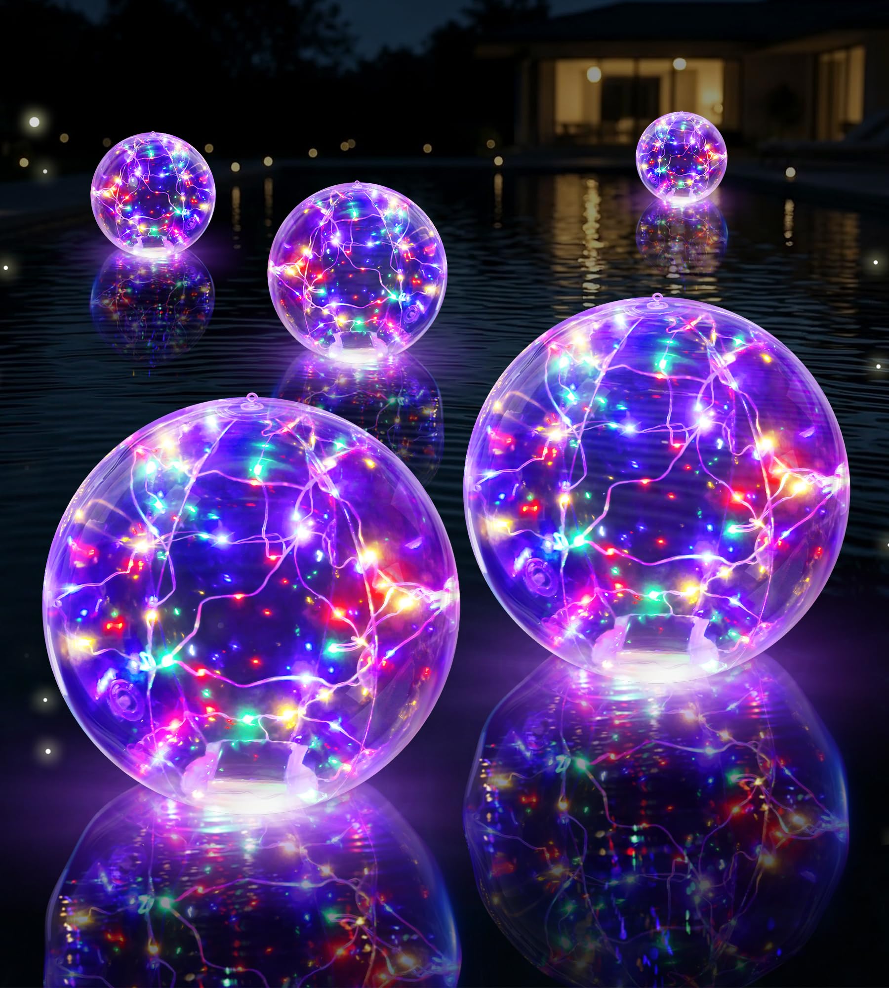 LuxBlue Luci per Piscina Solari, 38cm Luci LED Piscina Galleggianti Gonfiabile, Sfera Luminosa per Piscina a Illuminazione Colorata, IP68 Impermeabile Lampade per Piscina, Giardino, Festa - 2PCS