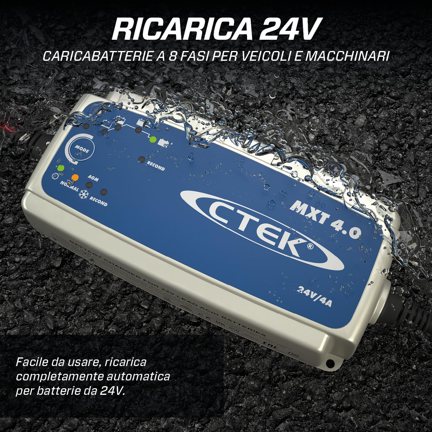 CTEK MXT 4.0, Caricabatterie Da 24 V A 8 Fasi Per Batterie Da 24 V Di Piccole Dimensioni In Veicoli Commerciali, Sedie A Rotelle E Pulitori Industriali, Modalità Di Ricondizionamento E AGM
