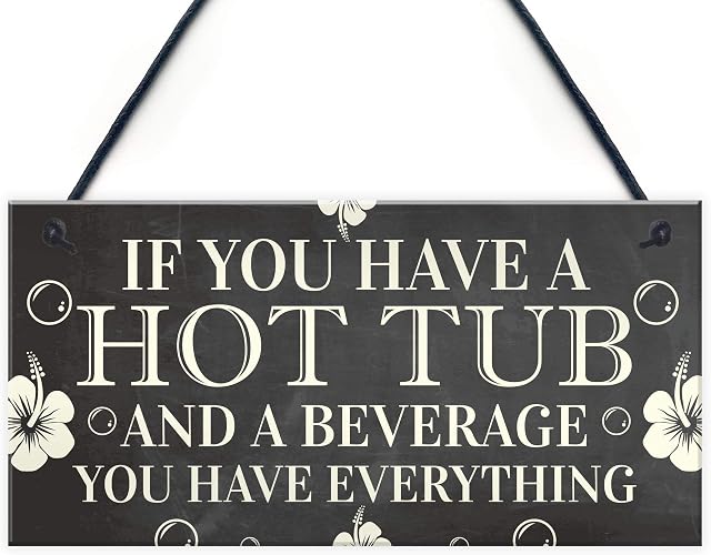 RED OCEAN Hot Tub Sign Funny Garden Sign Summer House Plaque Alcohol Gift Friendship Gift