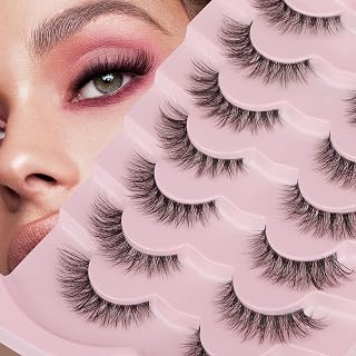 Cat Eye Lashes Natural Look Clear Band False Eyelashes 3D Faux Mink Lashes Fluffy Wispy Lashes Strip 7 Pairs False Lashes Pack by Zenotti