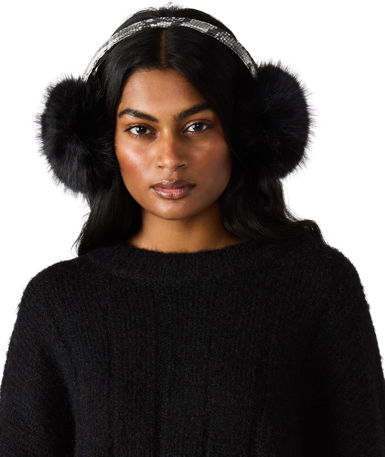 Steve Madden Women's Faux Fur Earmuff With Faux Snakeskin Band