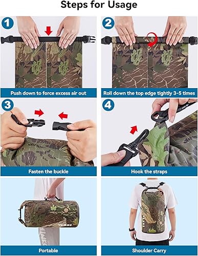 Miniatura 4 de HEETA Bolsa seca impermeable para mujeres y hombres (versión mejorada) 5L10L20L30L40L, bolsa de almacenamiento seca ligera con silbato de emergencia