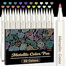 Metallic Marker Pens, 20 Farben Metallic Stifte für Fotoalbum Schwarze Seiten Gästebuch Hochzeit Bullet Journal Fotobuch Explosionsbox, 1mm Feine Maker Stift Glas Holz Stein Ostereier Ostern Basteln