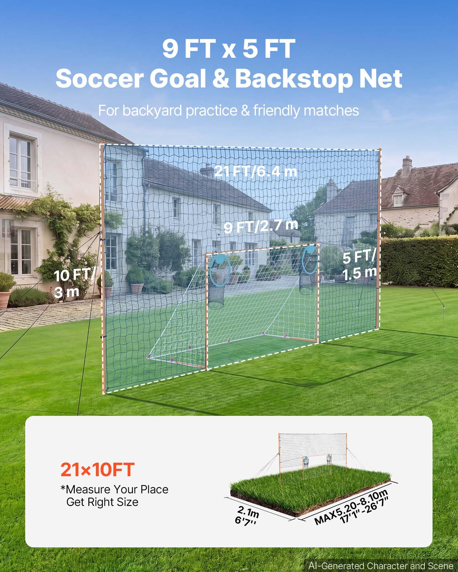 VEVOR Fußballtor, Rückprallnetz, Rückenlehne und Ziele