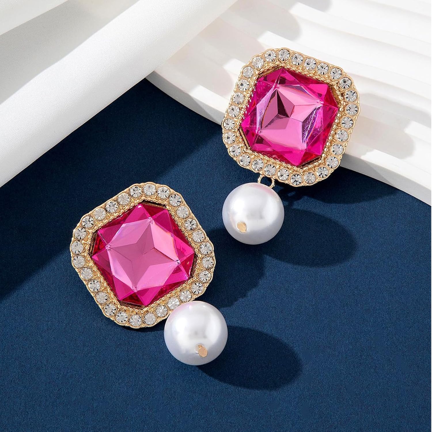 We We Elegant Layered Simulated Pearl Crystal Necklace Earrings Set for Women Rhinestone Pearl Choker Collar Neckalces Costume Wedding Jewelry - Image 4