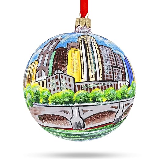 Melbourne, Australia Glass Ball Christmas Ornament 4 Inches