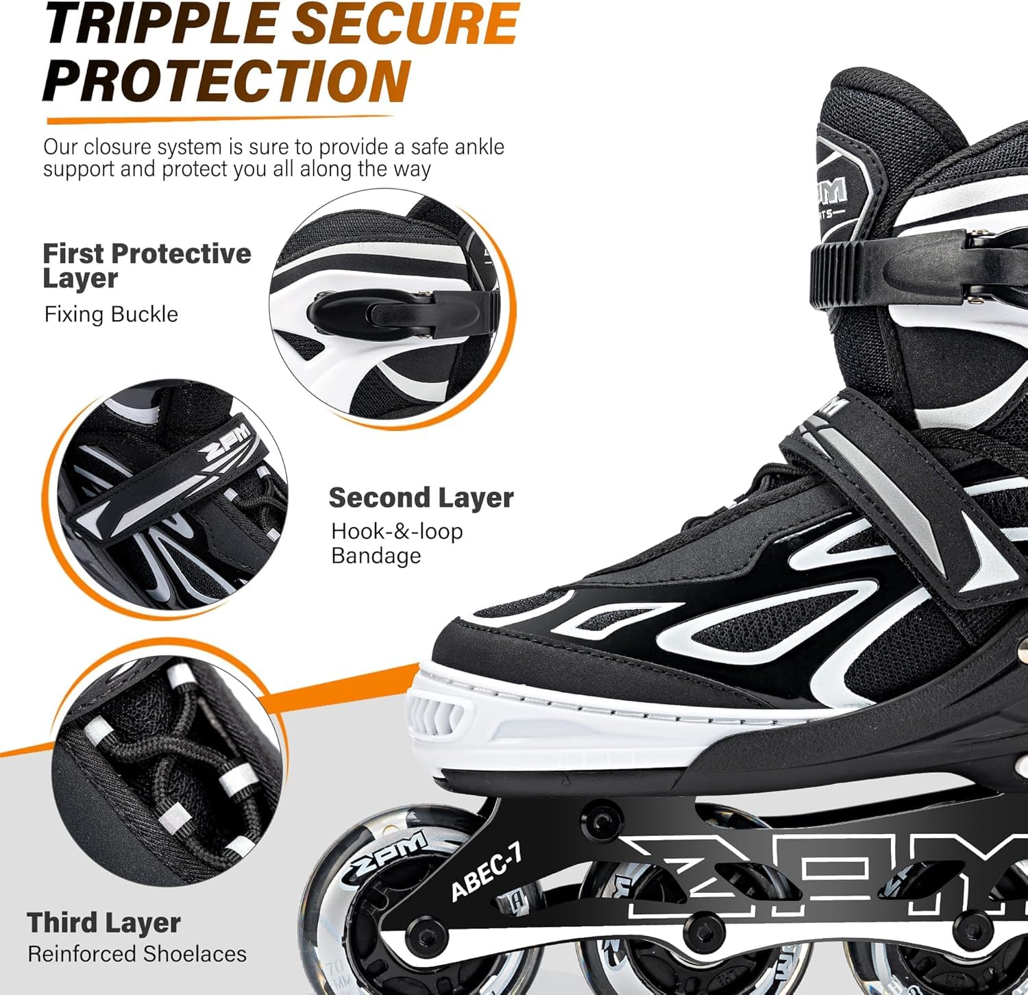 2PM SPORTS Brice Pattini in Linea Regolabili, Divertente Inline Skates per Bambina e Bambino e Bambini e Ragazzi