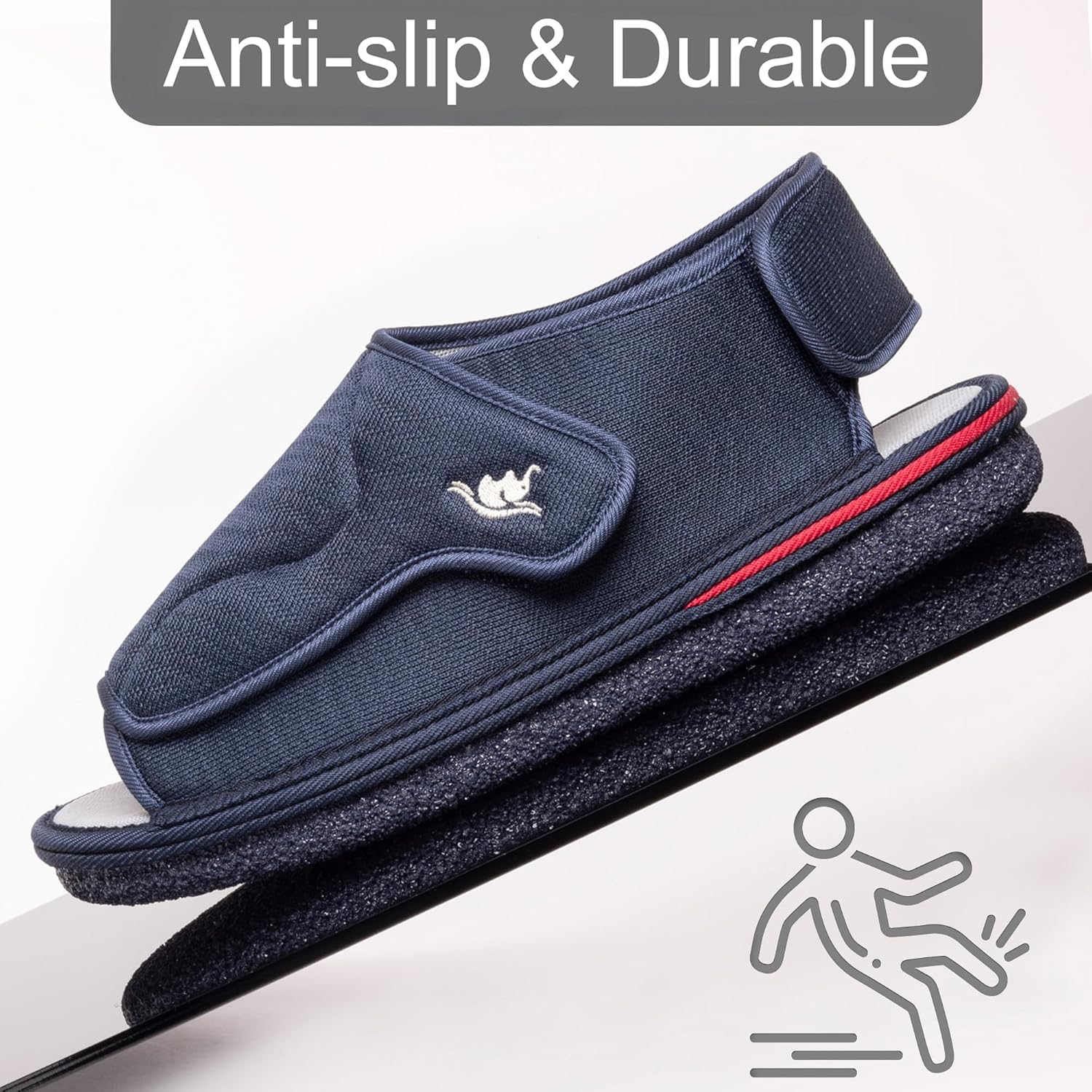 Men’s Wide Fit Adjustable Slippers – Memory Foam, Non-Slip Sole, Easy On/Off, Washable House Shoes for Wide, Swollen & Sensitive Feet - Image 5