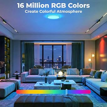 CINOTON 16 inch Smart Ceiling Light RGBCW, 40W LED Ceiling Light Fixture, 16 Million RGB & 2700K-6500K Adjustable for Bedroom Dining & Living Room Kitchen, Compatible with Alexa & Google Assistant