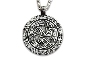 Celtic Morrigan Raven Triskelion Necklace