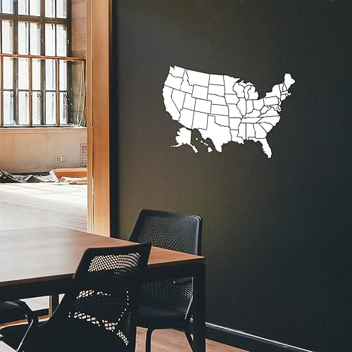 Miniatura 2 de Calcomanía de vinilo para pared, mapa de Estados Unidos, 23 x 37 pulgadas, mapa de América del Norte de los 50 estados, decoración de calcomanías de