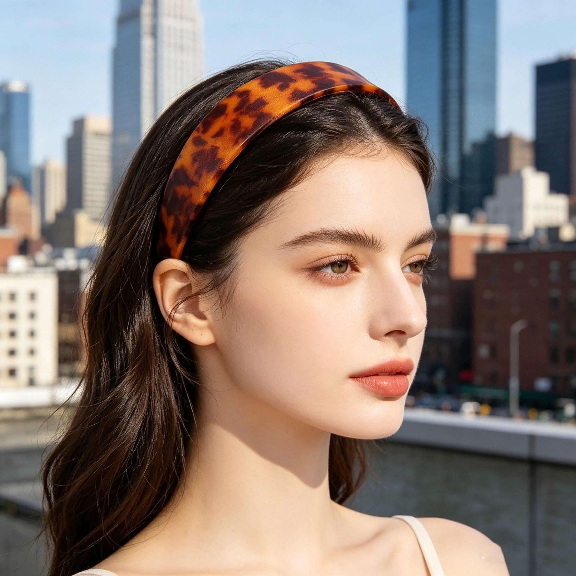 1.5 Inch Tortoise Shell Headband, Non Slip Acetate Hair Hoop with Teeth, Lightweight Fashion Hair Band for Women Daily Use