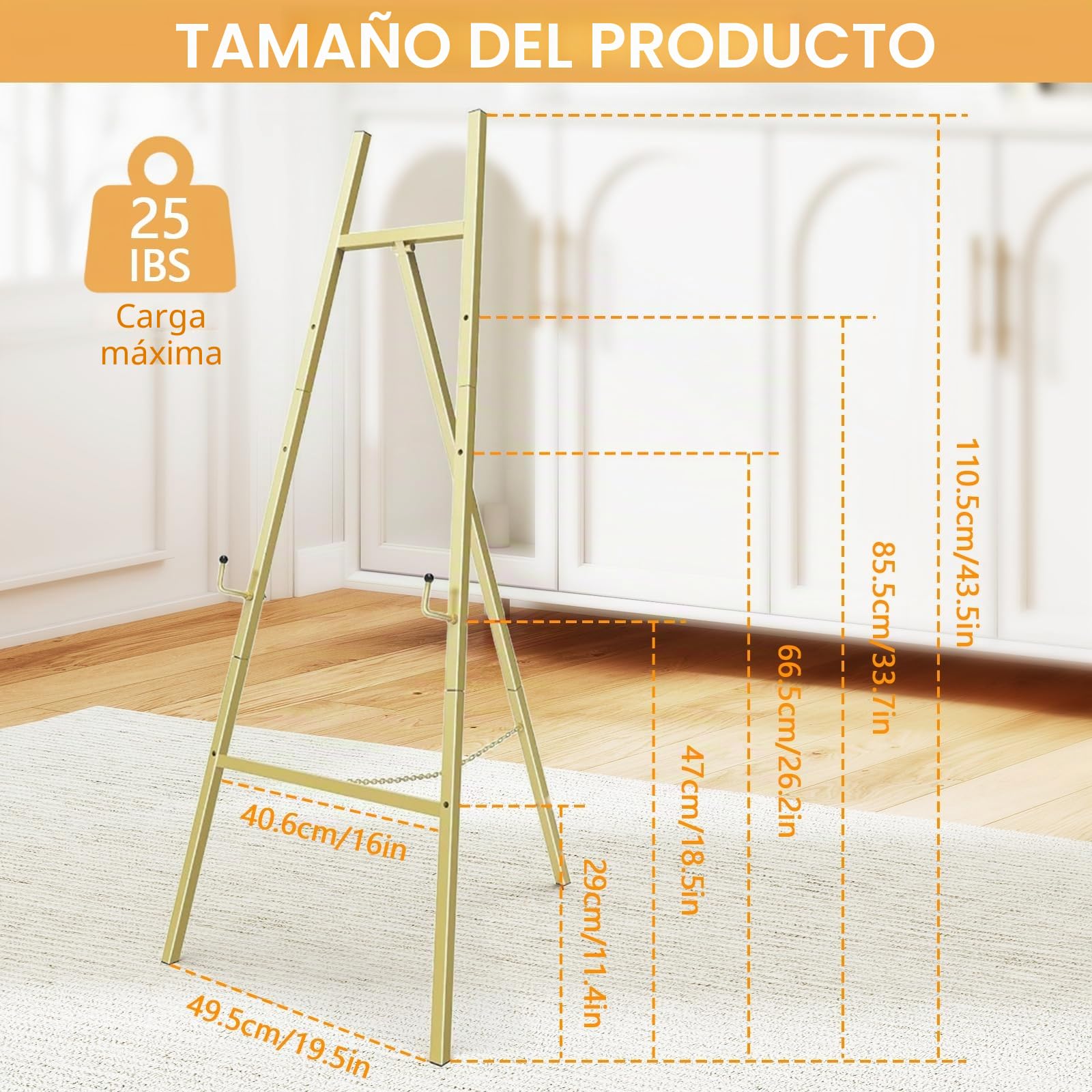 Caballete Para Bodas, 110 Cm Caballete MetáLico Caballetes Dorado Grande DecoracióN Para Letrero De Bienvenida PóSter FotográFico Para Letrero De Bienvenida De Boda Con Altura Ajustable