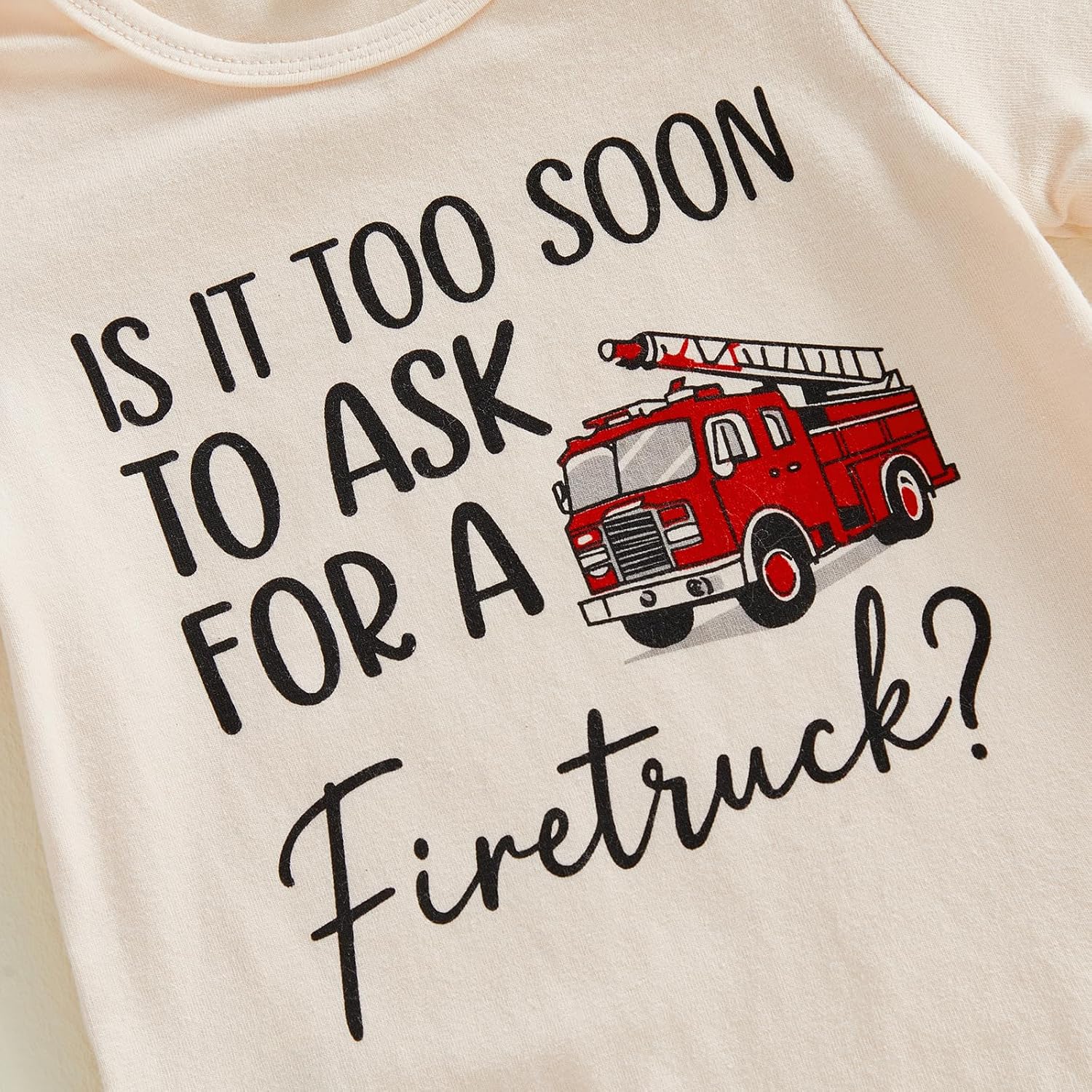 3Pcs Newborn Baby Boy Clothes Is It Too Soon To Ask For A Fire Truck Short Sleeve Romper Pants Set Firefighter Outfit - Image 4