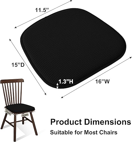 Miniatura 4 de Shinnwa Paquete de 4 cojines para sillas de comedor, almohadillas antideslizantes para sillas de interior, cojines de asiento en forma de U, 15 x 16
