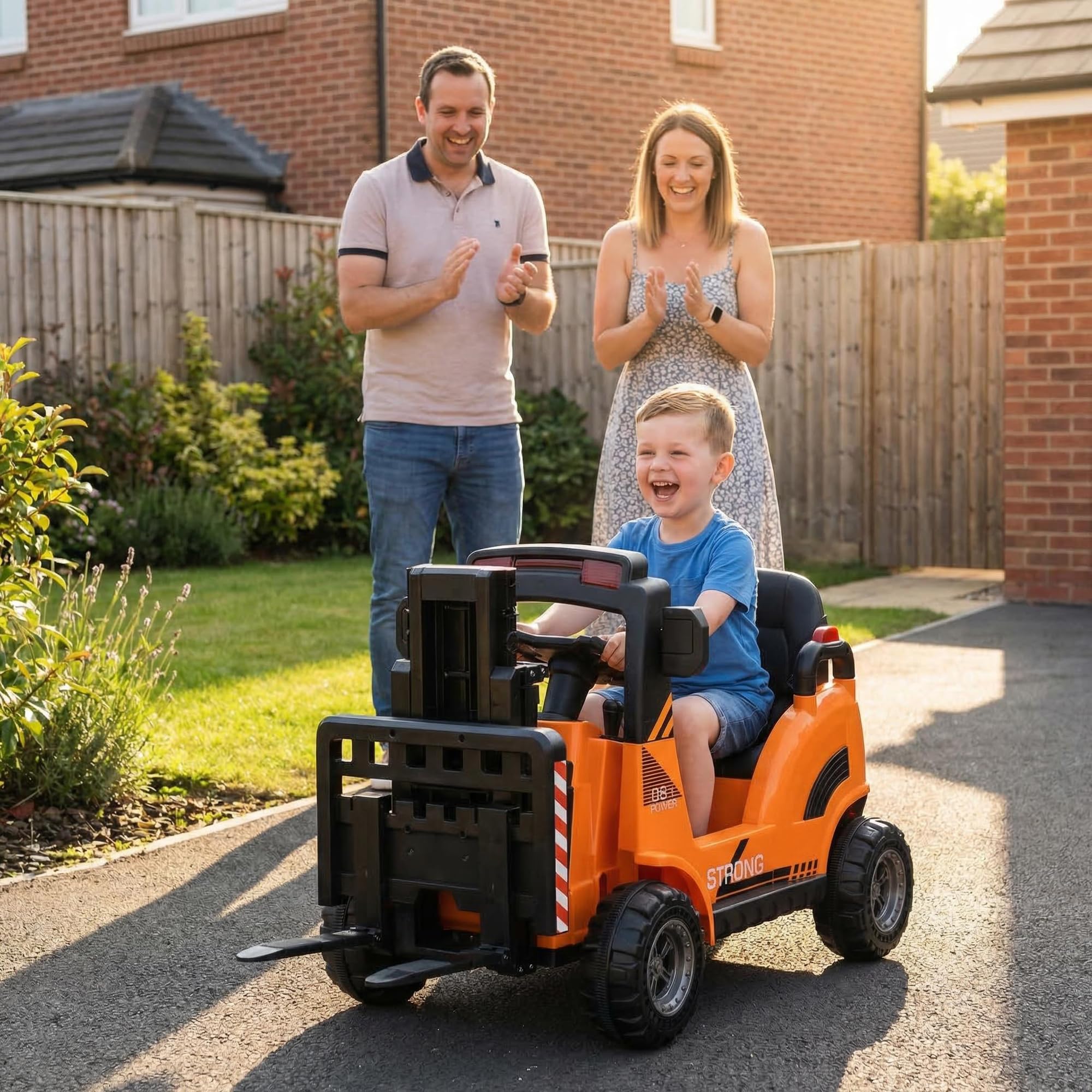 Garvee Muletto Elettrico per Bambini 12V, con Forche Regolabili, Arancione