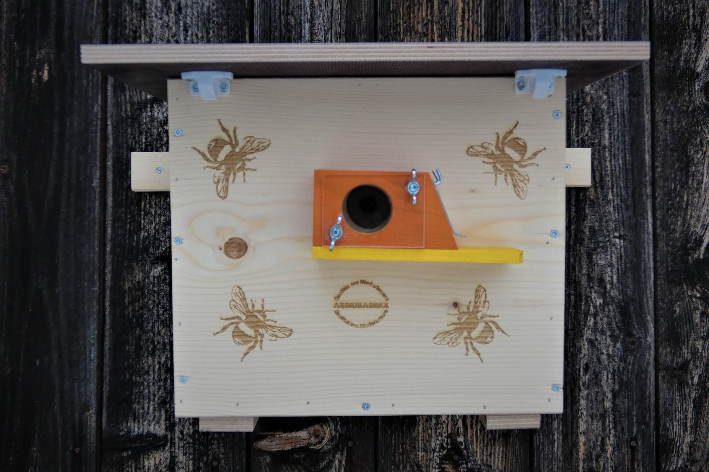 Hummelkasten zum Stellen oder aufhängen, mit Wachsmottensperre, Sichtfenster und Nistmaterial Imprägniert Wetterfest Bienenhaus Hummelhaus Nistkasten Hummelvilla Bienen Insektenhaus