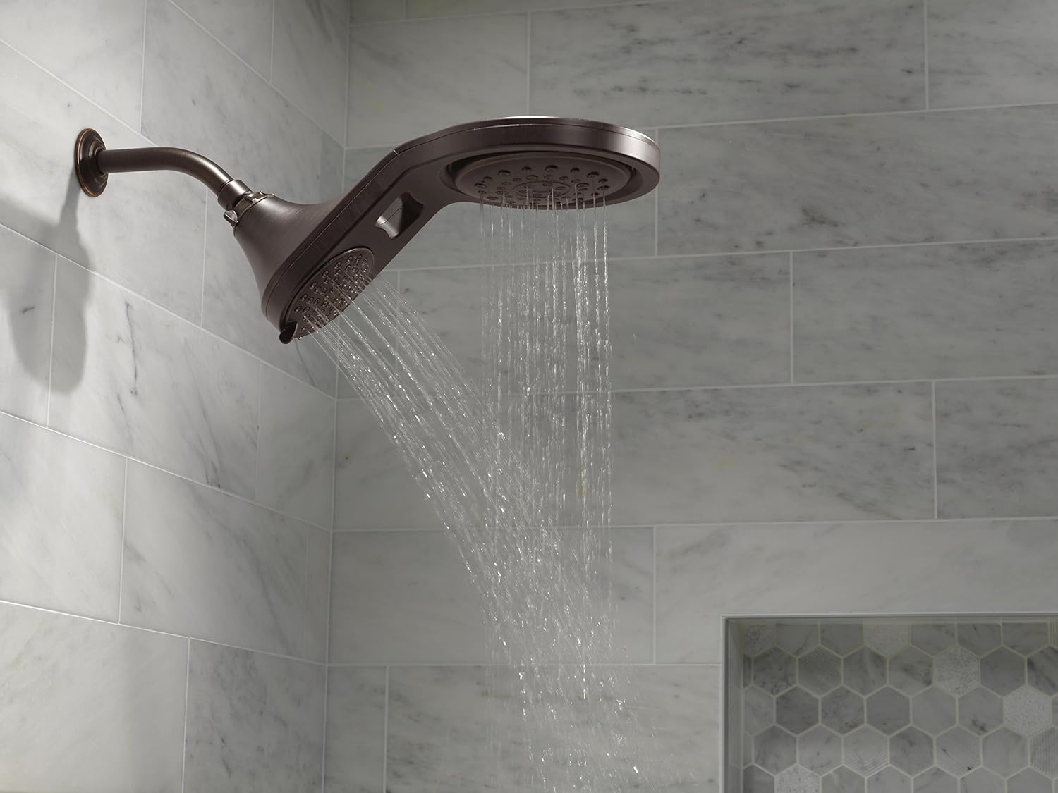 Delta Faucet HydroRain 5-Spray Touch-Clean 2-in-1 Rain Shower Head, Venetian Bronze 58580-RB-PK