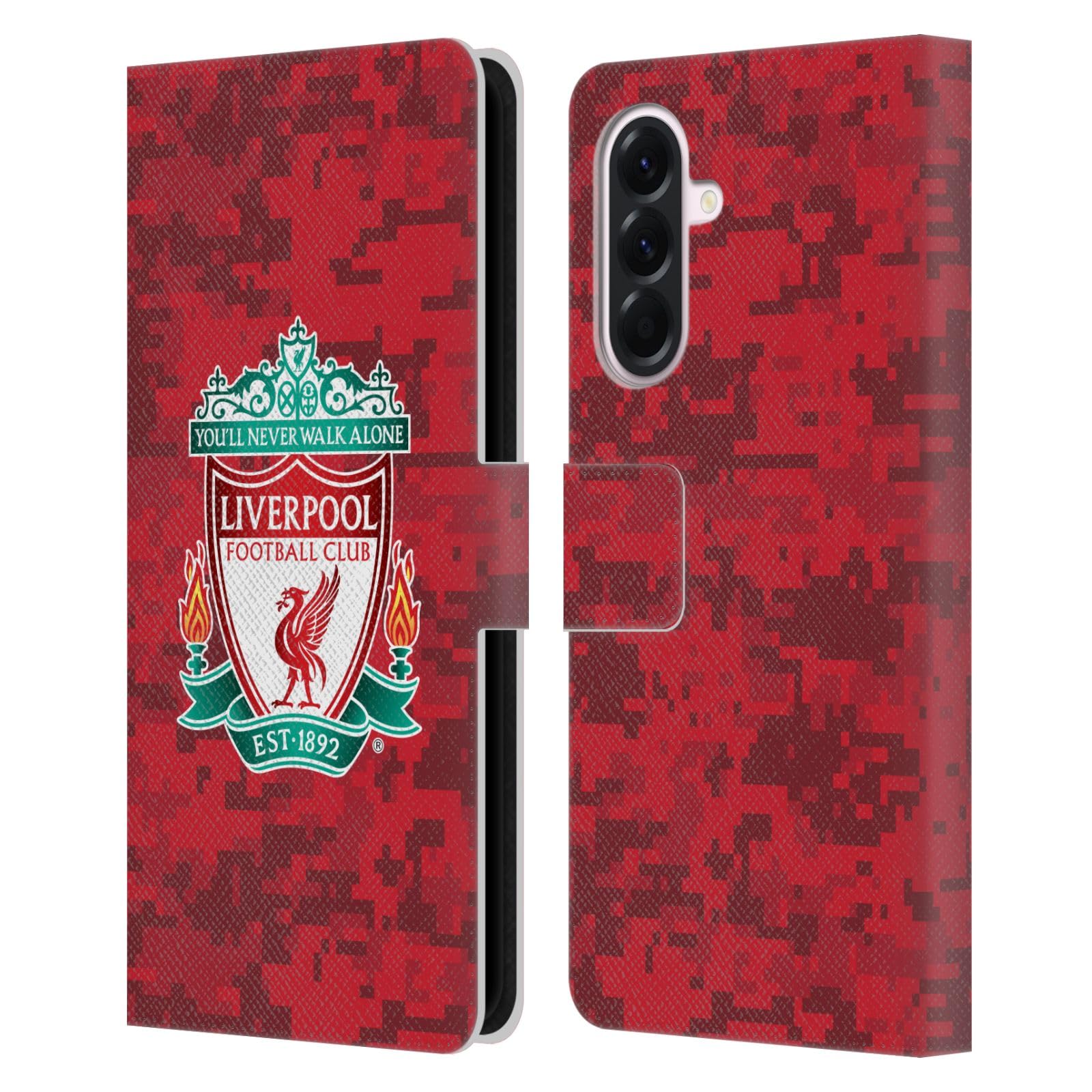 Head Case Designs Officially Licensed Liverpool Football Club Home Red Crest Digital Camouflage Leather Wallet Case Compatible With Samsung Galaxy A56 5G