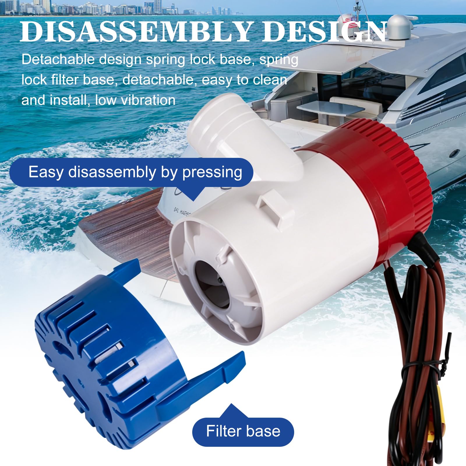 BilgenpumpeS 12V,Geräuscharme BilgenpumpeS Mit Schlauchset,Non-Automatic Bilgenpumpe,Bilgenpumpe Für Marineboote Für Boote Und Yachten,Pools,Wohnmobil,1100 GPH,Klein,Wartungsfreundlich