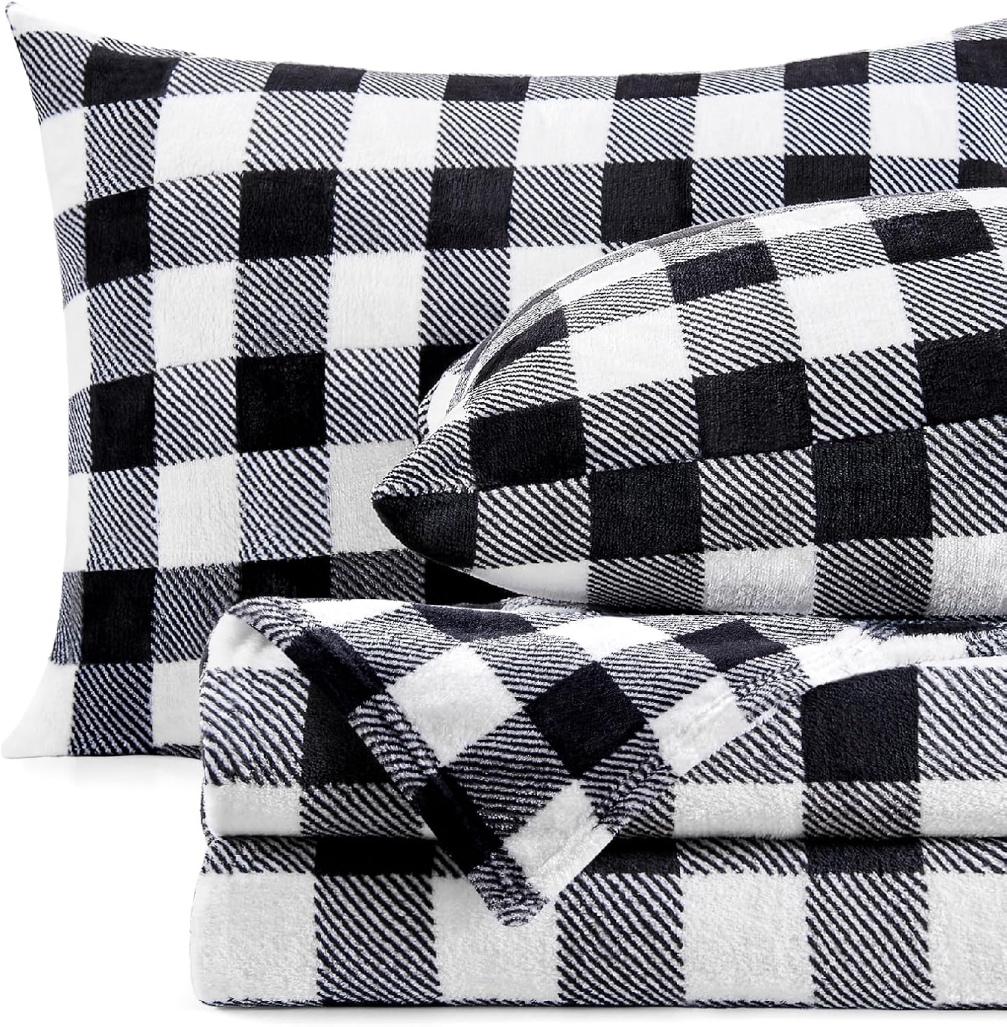 BEDELITE Flannel Sheets Queen Size Bed Set, Luxury Red and