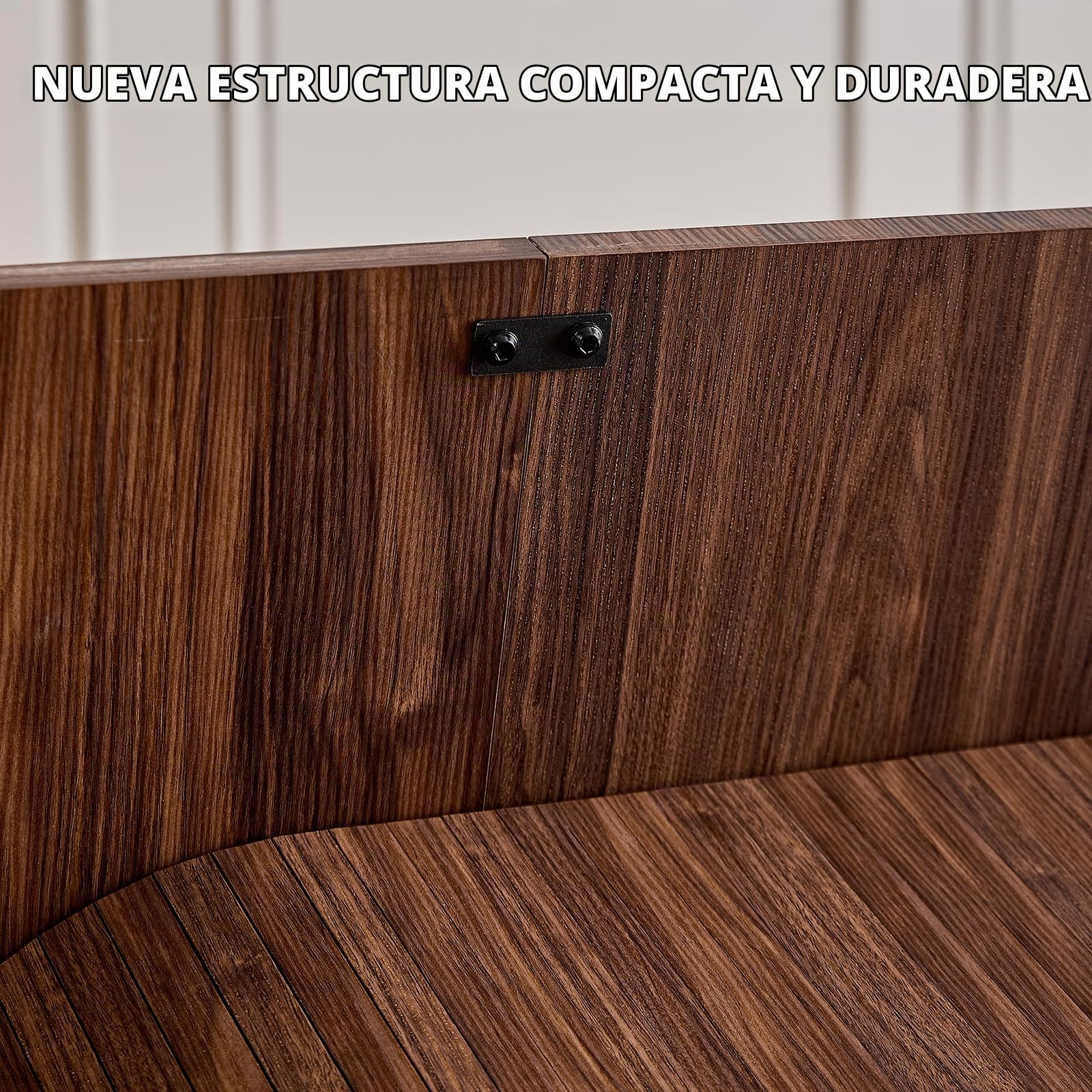 Mesa de Comedor Rectangular, Moderna Mesa de MDF, Mesa de Comedor Nórdica para Cocina, Patas de Listones, Ideal para Salón y Comedor, Veta de Madera Oscura