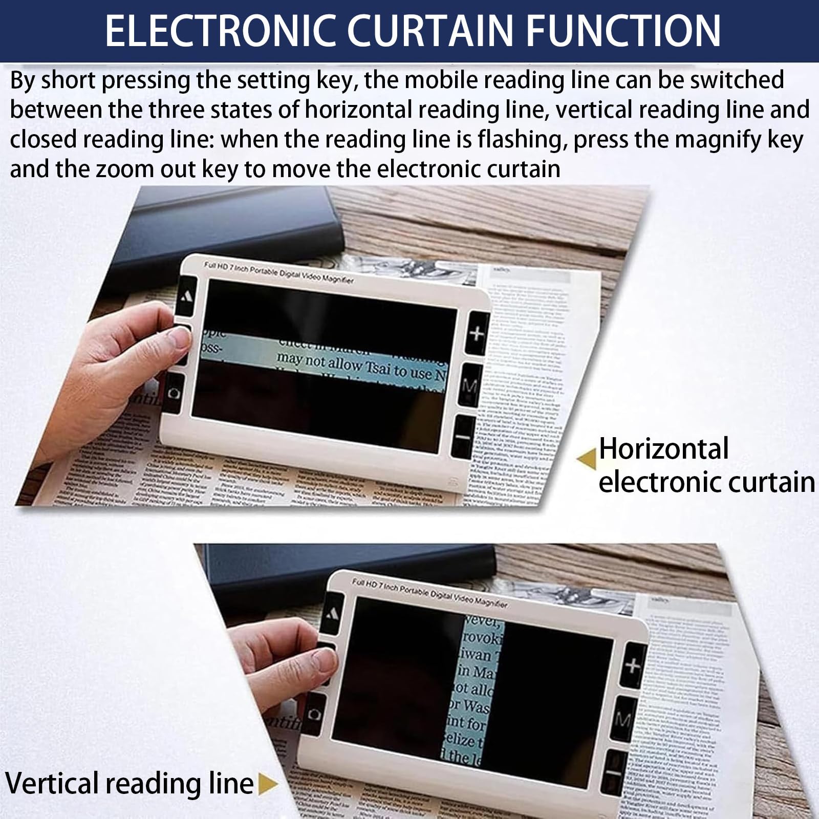 Ayuda de baja visión para lectura de enfoque automático electrónico, botones simplificados, lupa de video digital para personas con discapacidad visual y daltonismo