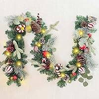 Vista 10 de WANNA-CUL Guirnalda de Navidad preencendida de 6 pies / 72 pulgadas con luces para decoración de puerta principal con adornos de bolas de Navidad
