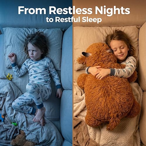 Miniatura 4 de Mewaii Animales de peluche con peso de 4 libras, vientre y extremidades pesados, peluche de vaca de las tierras altas de 23 pulgadas para un abrazo