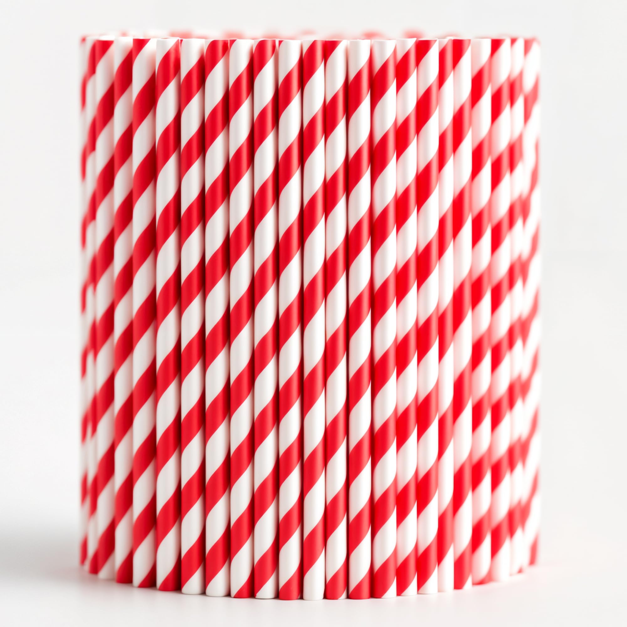 Trimming Shop Striped Paper Drinking Straws – 100% Compostable, Sturdy & Non-Soggy – Food-Safe Ink, Eco-Consious, Multi-Layered, Red & White, 750 Pack